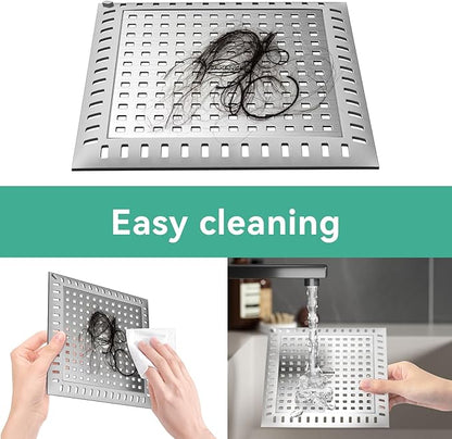 Drain Hair Catcher for Bathroom Sink,4.8" Stainless Steel and Silicone Shower Drain Covers Suitable for Drains and Bathroom Floors 2 Pack (2, Gray)