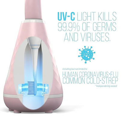 Tao Clean UV Sanitizing Sonic Toothbrush and Cleaning Station, Electric Toothbrush, Dual Speed Setting, Pink Blush