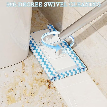 Snap Grip Mini Mop, Zero Touch Cloth Changing Mop with Automatic Push Pull Handle,360 Rotating Lazy Mops Wet Dry for Whole House Cleaning,Retractable Gap Dust Cleaner Flat Mops (White-6 Cloths)