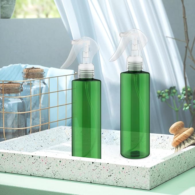 6-Pack 200ml Green PET Plastic Spray Bottles with Clear PP Head Empty Fine Mist Liquid Sprayer Multi-Purpose Atomizer Dispenser for Home,Garden and Beauty