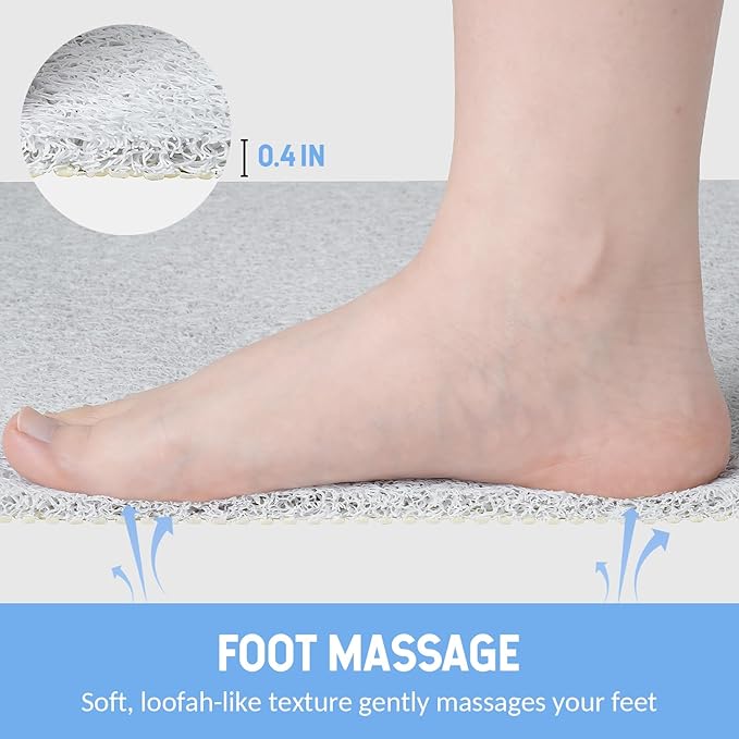 Hargiis Non-Slip Bathtub Mat, Anti Slip Shower Mat, Fast Drying Bathtub Mats, Foot Scrubber Mat, Anti Slip Mat for Tub, Floor, Bathroom, Kitchen, Home, Hotel (White 24"×24")