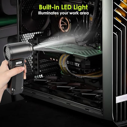 Electric Compressed Air Duster, 300,000RPM Cordless Air Blower for Dust Removal, Duster/Vacuum 2-in-1 with 10 Speeds, 20000mAh Rechargeable & 4 Nozzles Dust Blower for PC, Keyboard, Car, Outdoor