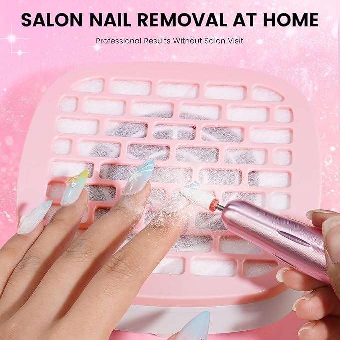 Nail Drill with Dust Collector Kit: 20000RPM Professional Electric Nail File for Acrylic Gel Removal, Manicure Pedicure Polishing, Complete Nail Tool Set in Cosmetic Bag for Home DIY Beginners (Pink)