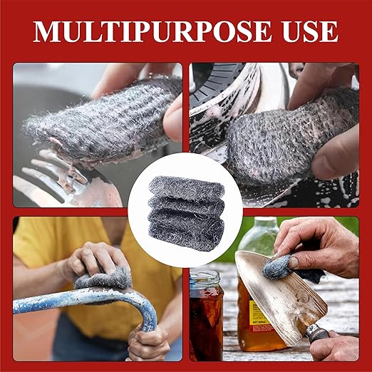 Steel Wool Grade # 3 - Extra Coarse Grade - 16 Pads Multi-use for Tough Cleaning, Paint and Stain Removal, Multi-Purpose (#3-16 Pads)