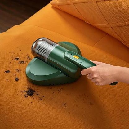 Mattress Vacuum Cleaner Wireless USB Charging Versatile Handheld Vacuums UV-C Light Hot Air Dehumidification Low Noise Strong Suction for Sofa, Car, Carpet, Pet Hair (White)