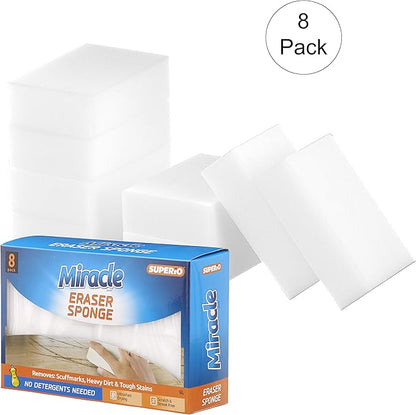 Superior Eraser Sponge 8 Pack- Miracle Cleaning Sponge for Floor, Wall, Furniture Removes: Scuffmarks, Dirt, and Tough Stains