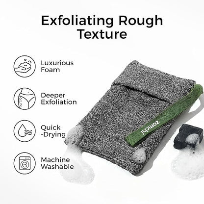 ZOMCHI Exfoliating Soap Bags, 3-Pack Body Scrubber Savers for Bar Soap, Designed for Deep Cleansing & Exfoliation (Gray)