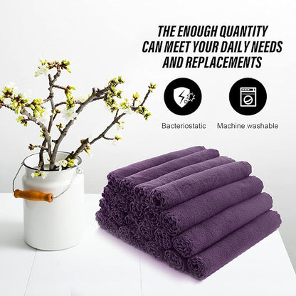 MOONQUEEN Ultra Soft Premium Washcloths Set - 12 x 12 inches - 72 Pack - Quick Drying - Highly Absorbent Coral Velvet Bathroom Wash Clothes (Plum)