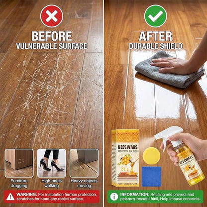 Beeswax Wood Polish Spray, Beeswax Essential Oil Wax, 2026 Upgrade Bees wax Furniture Polish and Cleaner with Sponge and Towel, Natural BeeswaxCleaner for Furniture Floors Cabinets (2Pcs)