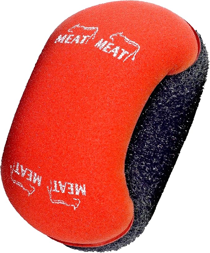 Meat Red Scouring Sponge - Easy Grip Handle Scour Pad with Steel Wool - Color Coded Kitchen Tools by The Kosher Cook