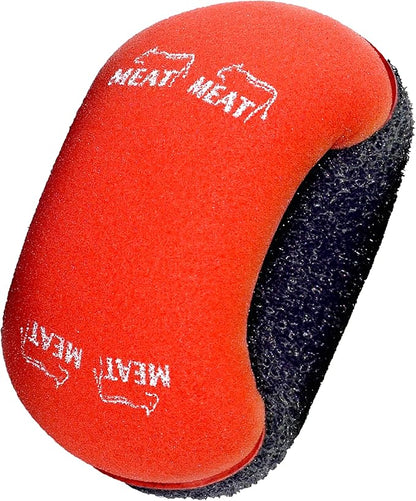 Meat Red Scouring Sponge - Easy Grip Handle Scour Pad with Steel Wool - Color Coded Kitchen Tools by The Kosher Cook