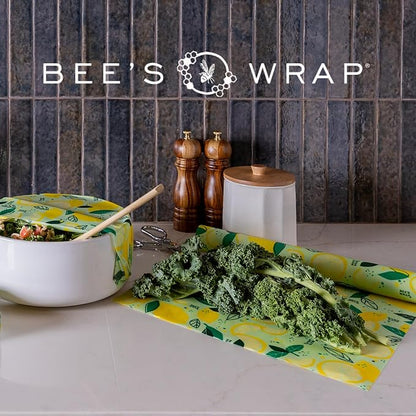 Bee's Wrap - Limited Edition - Beeswax Wraps for Food - Cut to Size 14x52" Beeswax Wrap Roll - Plastic Free Made in USA Reusable Natural Food Wrap - Fresh Squeeze Print