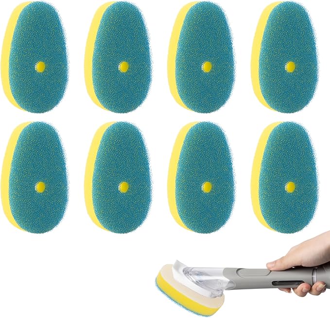 8 Packs Non Scratch Powerful Cleaning Sponge Refillsa - Compatible with Scrub Daddy Wand. (Blue)