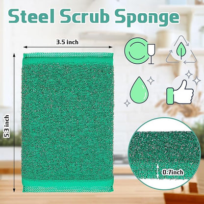 Thyle 24 Pack Kitchen Steel Scrubbing Sponges, Heavy Duty Non Scratch Metal Scrub Pads, Reusable Cleaning Sponges for Dishes, Pots, Pans, Sink and Tough Hard Stains (Multicolored)