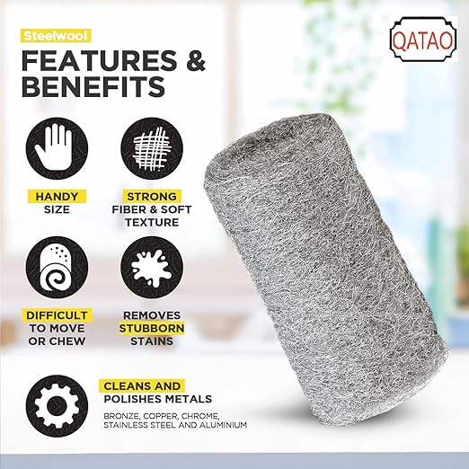 0000 Steel Wool for Mice Control - 40 Pack Fine Grade Stainless Steel Wool for Filling Holes, Rodent Proofing & Home Protection - Metal Wool for Gaps, Wood & Metal Surfaces