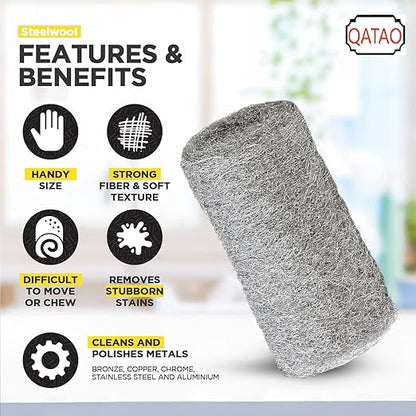 0000 Steel Wool for Mice Control - 40 Pack Fine Grade Stainless Steel Wool for Filling Holes, Rodent Proofing & Home Protection - Metal Wool for Gaps, Wood & Metal Surfaces