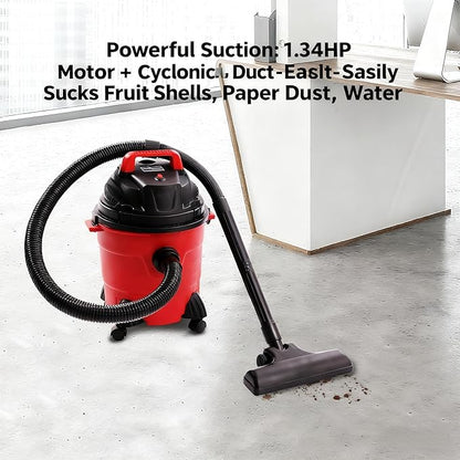 Mini Shop Vac, 4 Gallon Commercial Mini Wet Vac, 1.34hp Portable Heavy-Duty Wet/Dry Small Shop Vacuum with Hepa Filter, for Hotels, Guest Houses, Offices (39ft Cleaning Range)