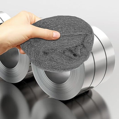 Ipetboom 2 Rolls #0 Coarse Steel Wool Pads Wire Mesh Cleaning Wool Fabric for Wood and Metal Polishing, Rust Removal, Buffing Tool Suitable for Industrial and Household Use