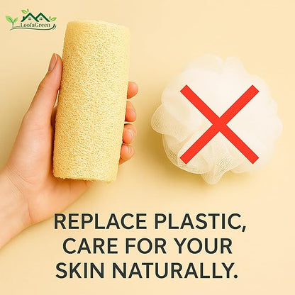 Natural Loofah for Shower & Kitchen – 4 Pack Exfoliating Body Scrubbers & Eco Dish Sponges – Loofah for Men & Women, Cylindrical & Round Shapes.