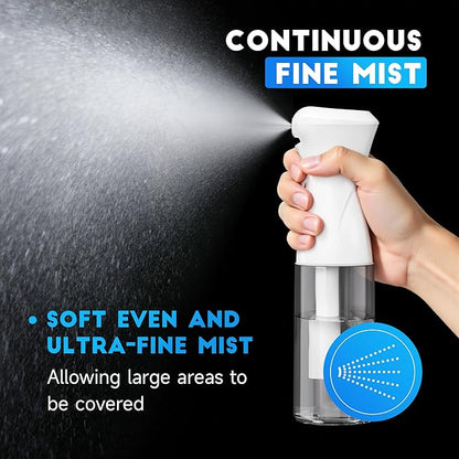 3 Pack Spray Bottle for Hair - Continuous Hair Spray Bottles Refillable Mister Sprayer for Hairstyling, Plants, Pets, Skincare, Cleaning (10.1 OZ/300ML, White+Pink+Purple)
