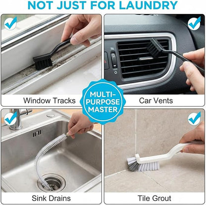 8-Piece Washing Machine Cleaning Brush Set, Dryer Vent Cleaner Kit, Front Load Washer Gasket Cleaner Brush, Crevice Gap Brush for Sink, Grout, Tile & Bathroom, Long Handle Household Cleaning Tools