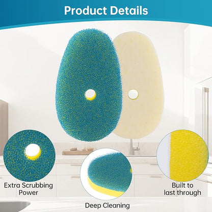 8 Packs Non Scratch Powerful Cleaning Sponge Refillsa - Compatible with Scrub Daddy Wand. (Blue)