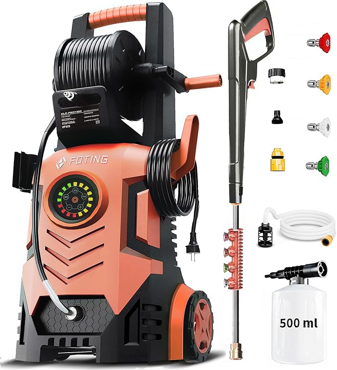 5000 MAX PSI P*ressure Washer 2026 NEW, Touch Screen 8 Level, 4 N*ozzles and F*OAM C*annon, P*ower Cleaner (Red)