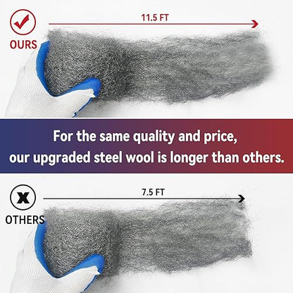 [Upgrade 4in1] Steel Wool Mice Control,Dual-Layer Protection for Mouse,Wire Mesh Hole Filler Gap Rodent Control Fill Fabric,Weep Hole Covers,3 Pack Steel Wool 0000&1 Pack Stainless Mesh Kit with Tools