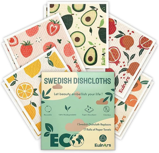 Eulnars Swedish Dishcloths for Kitchen, 10 Pack Reusable Paper Towels Washable, Soft Dish Towels for Kitchen, Super Absorbent Dish Cloths for Washing Dishes, Housewarming Gifts