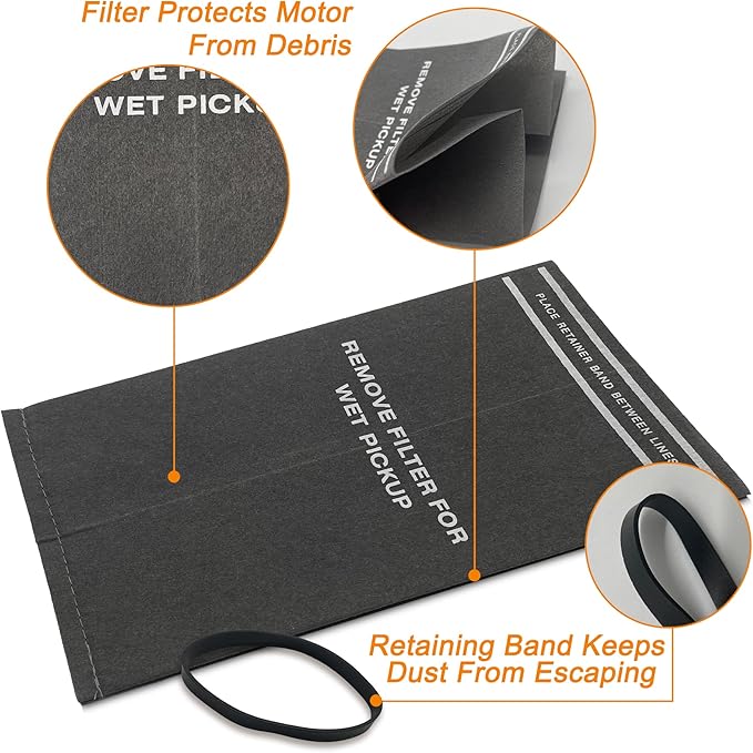 38737/CMXZVBE38737 Wet/Dry Vac Filter Bags for Craftsman 2 to 2.5 Gallon Wet/Dry Vacuums and Powerhead Bucket Vac, Part# CMXZVBE38737 / 9-38737