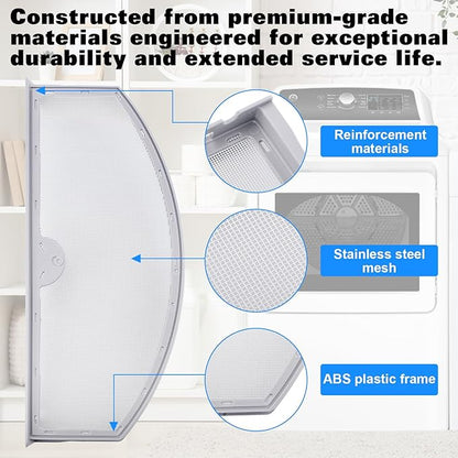 WE03X23881 Dryer Lint Screen Filter Replacement for GE Hotpoint, Fit for GTD42EASJ2WW GTD65EBSJ3WS GTD33EASK0WW GTD42GASJ2WW GTD45EASJ2WS PS11763056, Upgraded Stainless Steel with Cleaner Brush