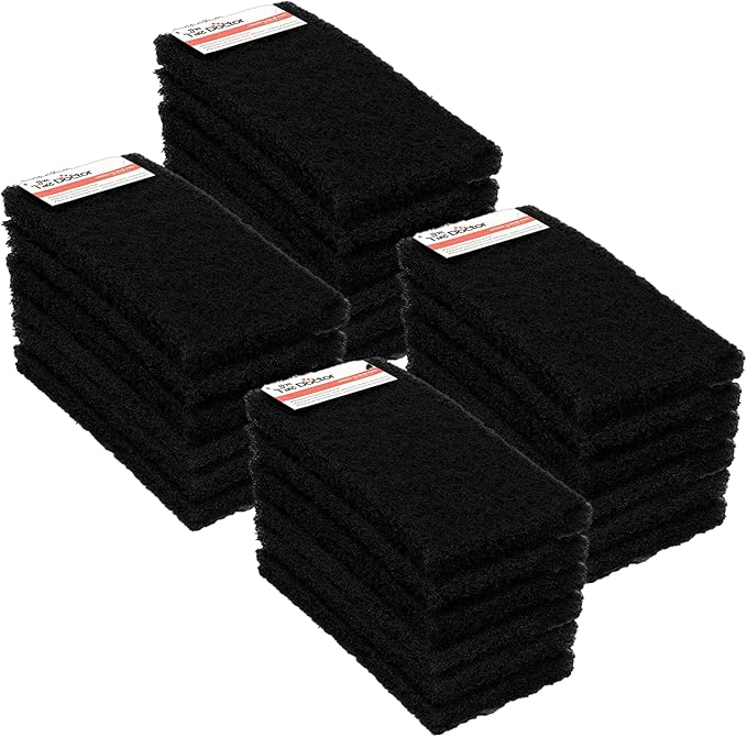 Tile Doctor High-Abrasion Extra Heavy-Duty Scrub Pads 48-Pack YL-F71L-VH3B, Gas Grill, Charcoal Grill, and Blackstone Griddle Scouring Pad, Ideal Dish Scrubber, Shower Scrubber, and Cleaning Sponge