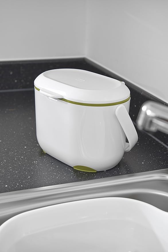 Addis 2.5 Litre Kitchen Compost Caddy, White/Green