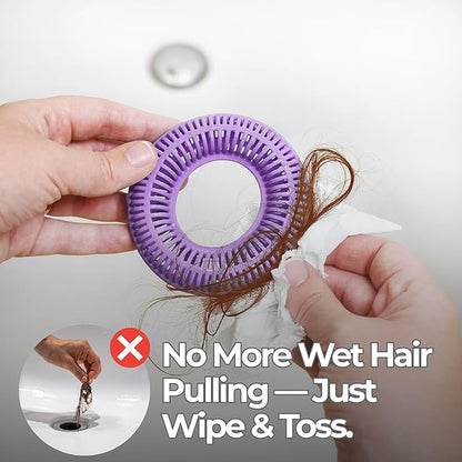Hair Catcher for Shower Drain & Bathtub – TubRing Pop-Up Drain Protector & Strainer, Reusable Silicone Stopper for Bathroom Clog Prevention, Fits 1.85"–2.16" Drains | Violet