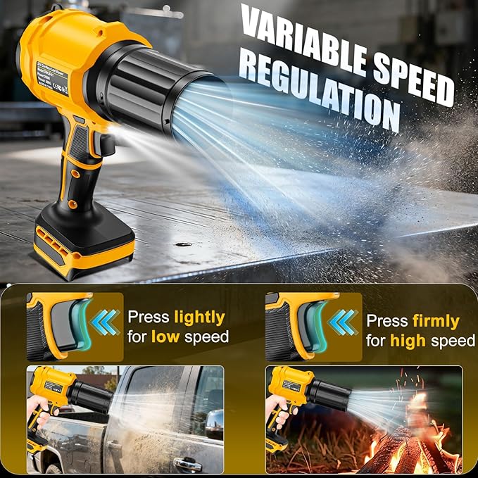 Cordless Leaf Blower Compatible for Dewalt 20V Battery - Brushed Motor(Tool Only), 30,000 RPM Variable Speed Mini Garden Blowers with LED + 2 Nozzles, for Leaves, Dust, Driveway, Patio, Lawn, Deck