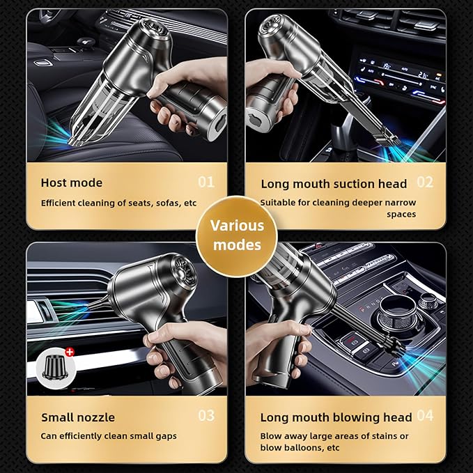 Handheld Vacuum Cleaner Cordless, Portable Keyboard Handheld Vacuum, 12000Pa Mini Wireless Vacuum Cleaner with 3 in 1 Brushless Motor and TypeC for Car,Home,Pet,Office