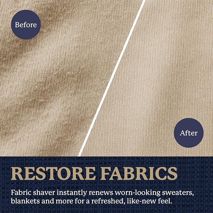 Farberware Fabric Shaver & Lint Remover Set–Battery Operated Sweater Shaver with Triple Blades and Extra Sticky Roller for Pet Hair, Fuzz & Pilling on Clothes, Upholstery & Bedding (Gray/Blue, Large)