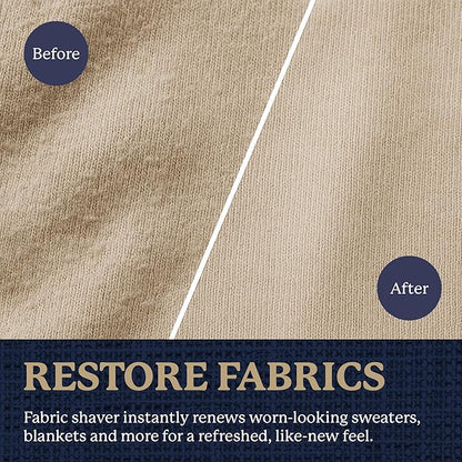 Farberware Fabric Shaver & Lint Remover Set–Battery Operated Sweater Shaver with Triple Blades and Extra Sticky Roller for Pet Hair, Fuzz & Pilling on Clothes, Upholstery & Bedding (Gray/Blue, Large)