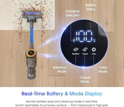 UNINELL HOME Cordless Vacuum Cleaner, 45,000Pa/450W Stick Vacuum Cleaners for Home, 60 Mins Runtime, Self-Standing, Detachable Battery, Anti-Tangle Brush, Lightweight Wireless Vacuum for Pet Hair