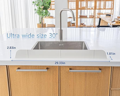 30 inch(75cm) Premium Kitchen Sink Silicone Water Splash Guard SIZE UPGRADE 30" and new package - NO Suction Cups, Ultra Wide 30" - Made in Korea (Ultra Wide Eco White)