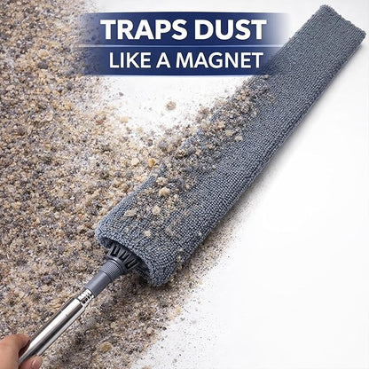 Retractable Gap Dust Cleaner with Extension Pole, Cleaning Tools with 3 Microfiber Dusting Cloths, Extendable Long Handle Duster for Cleaning Under Refrigerator Furniture Appliance