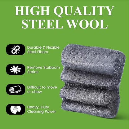 Steel Wool Grade # 0 - Fine Grade - 16 Pads Multi-use for Cleaning, Scouring, Kitchen, Bathroom, Multi-Purpose (#0-16 Pads)