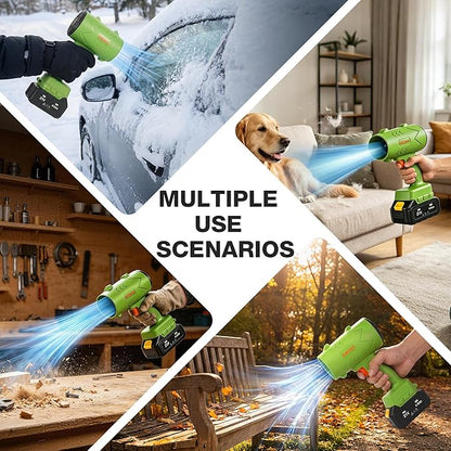Cordless Leaf Blower 21V, 50000 RPM Max Power Electric Leaf Blower, 2×4.0Ah Battery & Fast Charger, Lightweight Electric Blower for Yard, Patio,Snow Removal,Dust, Car Drying- Lawn Care Tool(Green)