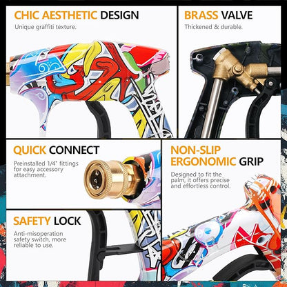 Pressure Washer Short Gun 4000 PSI High Pressure Power Washer Gun with M22-14mm Inlet and 1/4 Inch Quick Connector Heavy Duty Spray Gun for Foam Cannon Car Wash