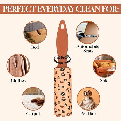 5pc Brown Mini Lint Roller Value Pack – Colorful Compact Rollers for Travel | Pet Hair & Lint Remover for Clothing & Household Use | Portable On-the-Go Lint Removers