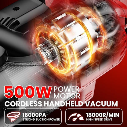 Cordless Vacuum for Miwaukee Battery, 5 in 1 Lightweight Handheld Vacuum Cleaner with 500W Powerful Motor, 46 CFM Portable Hand Vacuum with Filtration HEPA for Floor, Carpet(Battery Not Included)