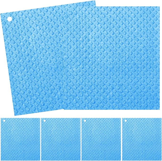 Swedish Kitchen Dish Cloths - 6 Pack Reusable Paper Towels for Counters & Dishes - Eco Friendly Cellulose Sponge Cloth (Blue)