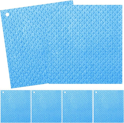 Swedish Kitchen Dish Cloths - 6 Pack Reusable Paper Towels for Counters & Dishes - Eco Friendly Cellulose Sponge Cloth (Blue)