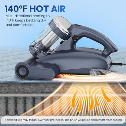 Belife M11 Mattress Vacuum Cleaner, 18Kpa 500W Handheld Bed Vacuum with UV & Hot Air, Dual Cyclone HEPA Filtration High-Frequency Tapping for Deep Cleaning Dust, Pet Hair Sofa Pillows, Corded