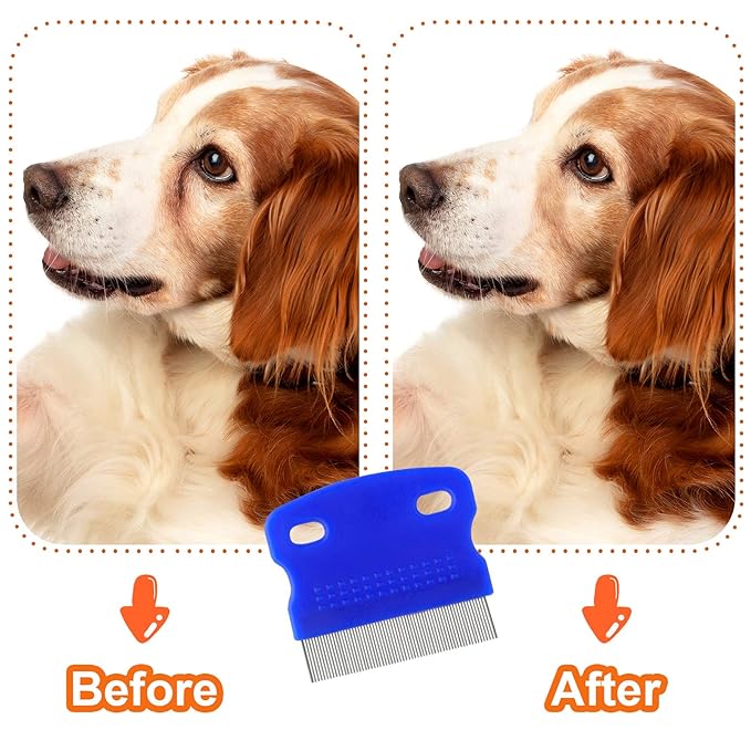 GUBCUB Pets Grooming Comb Kit for Small Dogs Puppies For Tear Stain Remover, 2-in-1 with Round Teeth to Remove Knots Crust Mucus